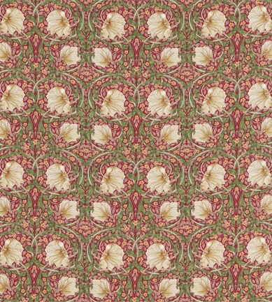 William Morris Pimpernel Red/Thyme textil - Paisley Home