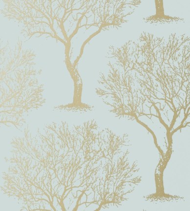 Anna French Winfell Forest Metallic Gold on Aqua tapéta - Paisley Home