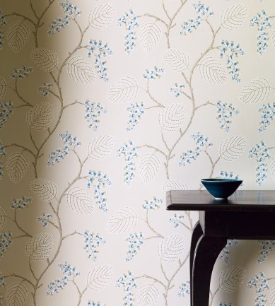 Colefax and Fowler Atwood Blue-Beige tapéta - Paisley Home