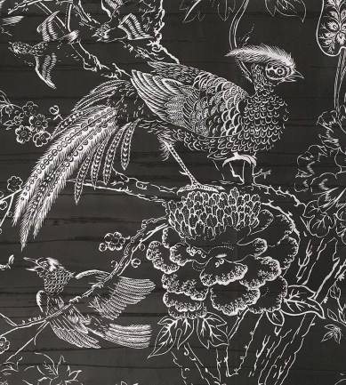 Dedar Silkbird Gravure 1 Silver luxus tapéta