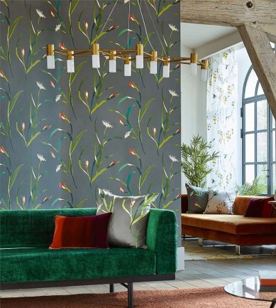 Harlequin Saona Papaya/Silver tapéta - Paisley Home