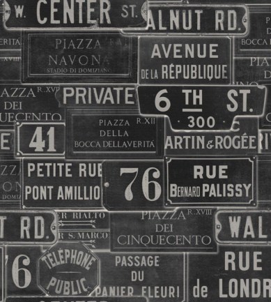 MINDTHEGAP Vintage Signs Anthracite design tapéta - Paisley Home