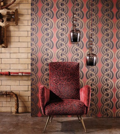 Osborne and Little Lempicka Coral/Multi tapéta - Paisley Home