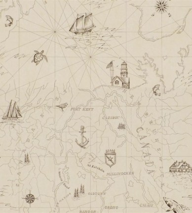 Ralph Lauren Searsport Map Bone tapéta