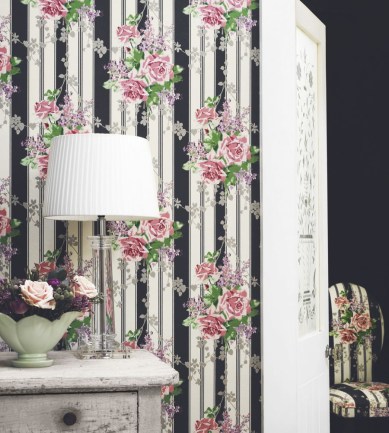 Sanderson Cecile Rose Duck Egg/Rose tapéta - Paisley Home
