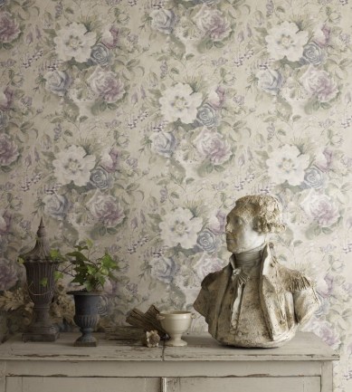 Sanderson Giselle Bordeaux/Olive tapéta - Paisley Home