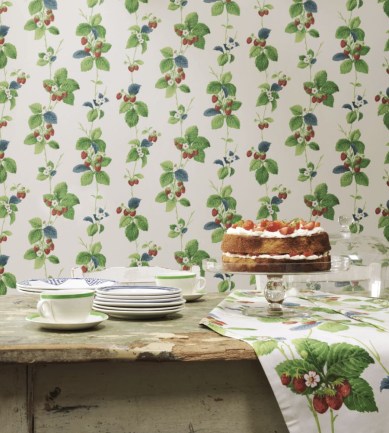 Sanderson Summer Strawberries Strawberry/Leaf tapéta - Paisley Home