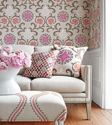 Thibaut Banyan Fuchsia and Coral tapéta - Paisley Home