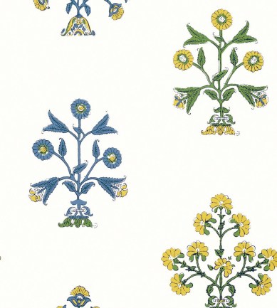 Thibaut Indian Flower Blue and Yellow tapéta