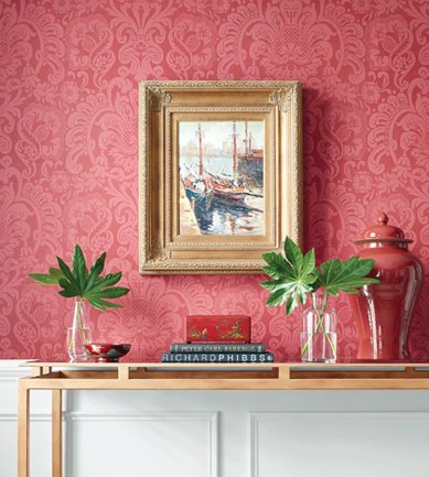 Thibaut Dorian Damask Aqua tapéta - Paisley Home