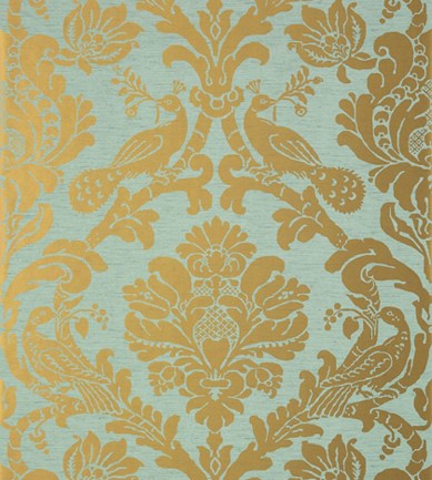 Thibaut Passaro Damask Metallic Gold/Aqua tapéta - Paisley Home