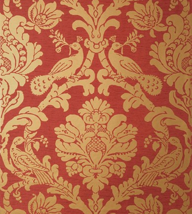 Thibaut Passaro Damask Metallic Gold/Red tapéta - Paisley Home