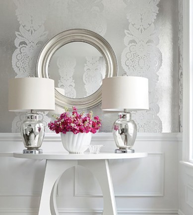 Thibaut Rowan Damask Champagne Pearl tapéta - Paisley Home