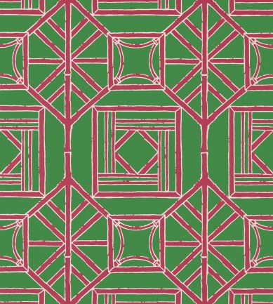 Thibaut Shoji Panel Green and Pink tapéta
