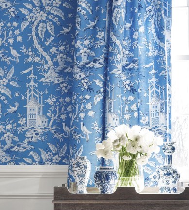 Thibaut Pagoda Garden Charcoal tapéta - Paisley Home