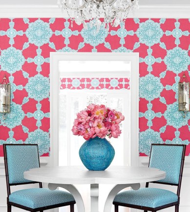 Thibaut Medallion Paisley Aqua-Beige tapéta - Paisley Home