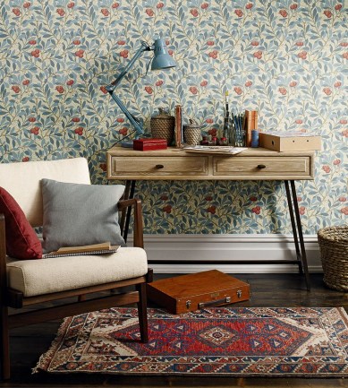 William Morris Arbutus Woad/Russet tapéta - Paisley Home