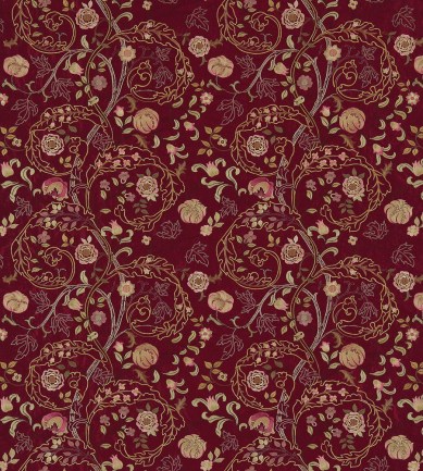 William Morris Mary Isobel Embroideries Wine-Rose textil