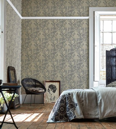 William Morris Indian Charcoal-Nickel tapéta - Paisley Home