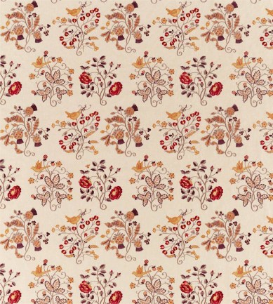 William Morris Newill Embroidery Wine - Saffron textil