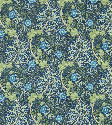 William Morris Morris Seaweed Cobalt/Thyme textil - Paisley Home