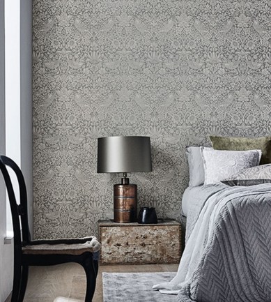 William Morris Pure Strawberry Thief Gilver/Graphite tapéta - Paisley Home