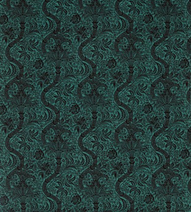 William Morris Indian Flock Velvet Cerulean-Walnut textil