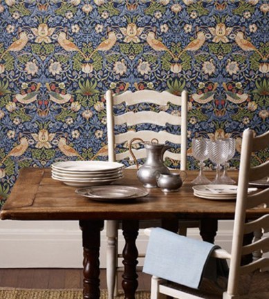 William Morris Strawberry Thief Indigo/Mineral tapéta - Paisley Home